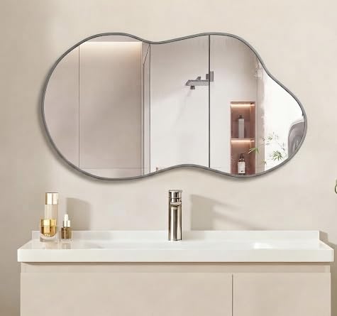 Cloud Shape Wood Framed Wall Mirror