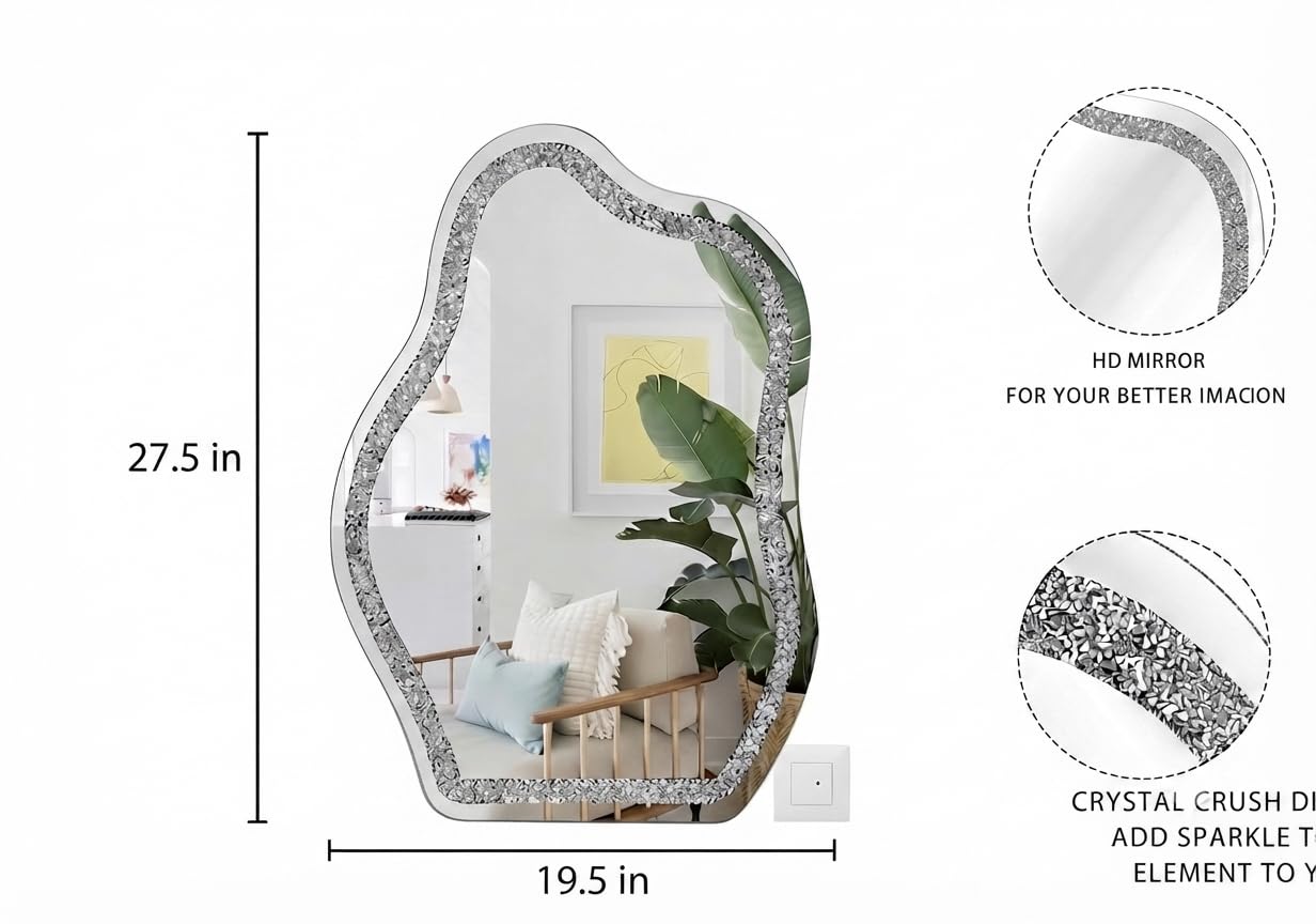 Irregular Silver Diamond Crush Crystal Mirror
