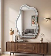 Irregular Silver Diamond Crush Crystal Mirror