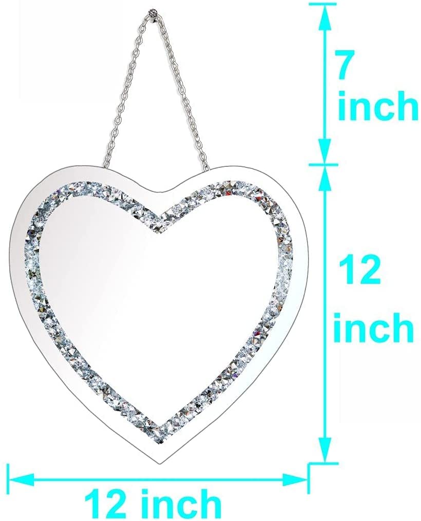Crystal Wall Heart Design Hanging Decorative Mirror 12inch