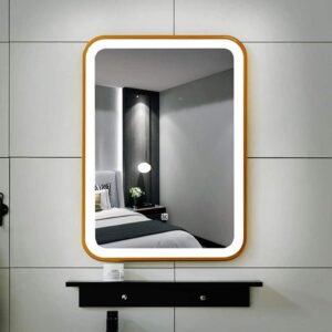 LED Gold Framed Wall Rectangular Mirror