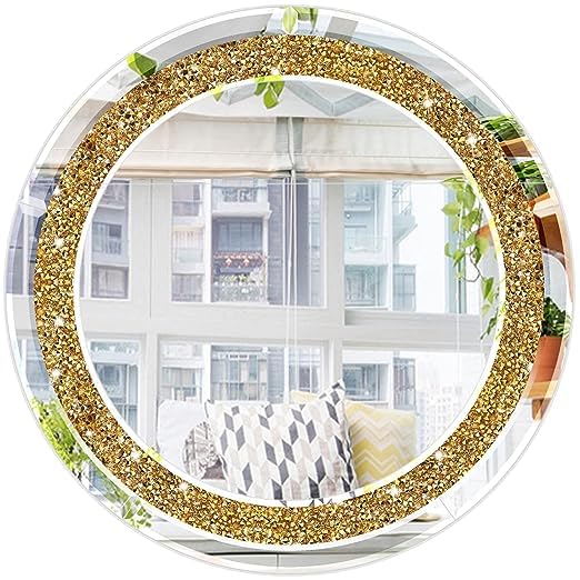 Gold Diamond Crush Crystal Round Wall Mirror
