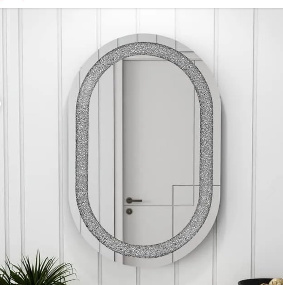 Oval Capsule Diamond Crush Crystal Mirror