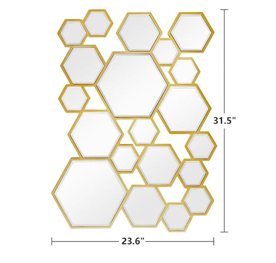 Gold Hexa Wall Decor Mirror for Wall Art