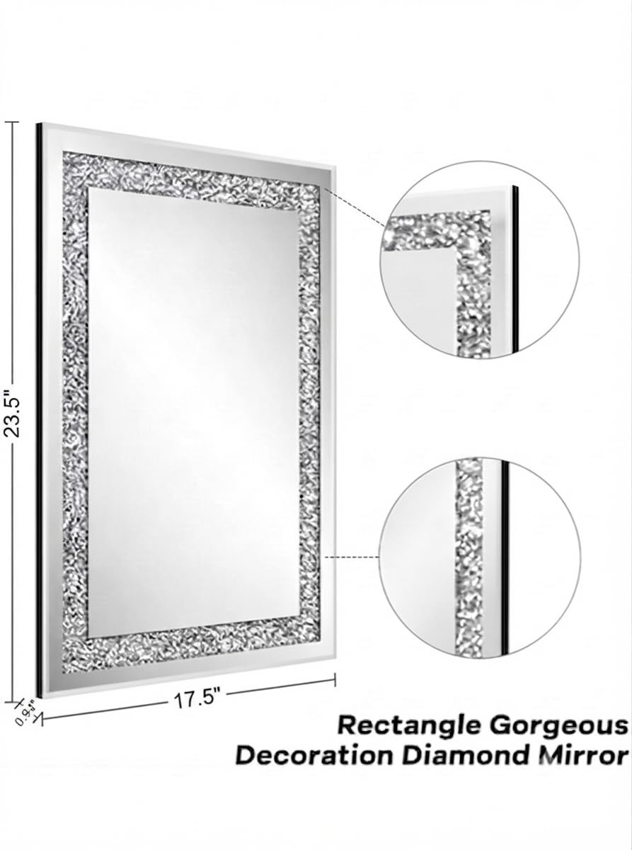 LED Diamond Crush Crystal Rectangular Frontlite Wall Mirror