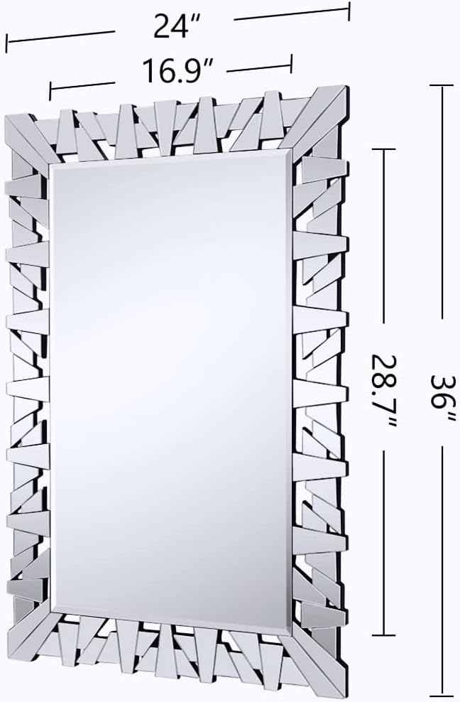 Decorative Mirror for Living Room Decor, 36" x 24"