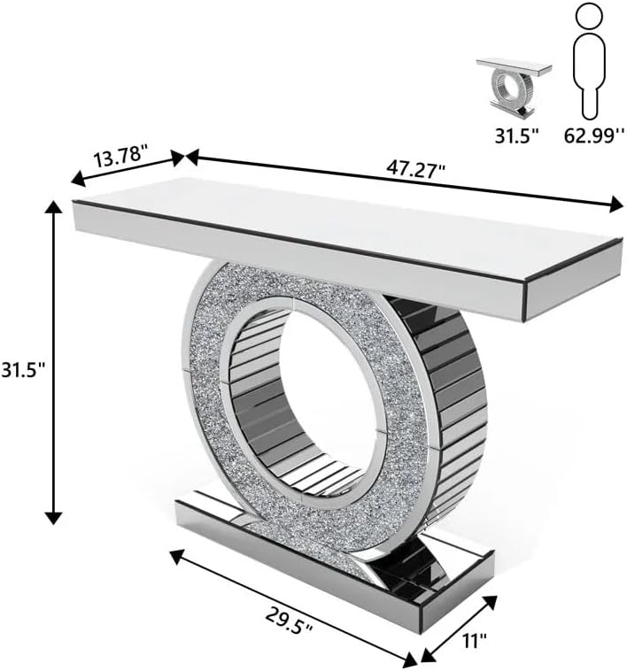 Cozy Mirrored Diamond Crush Console Table
