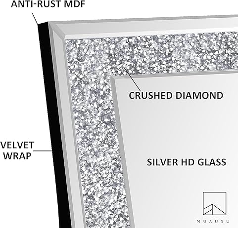 Diamond Crush Crystal Rectangular Frontlite Wall Mirror