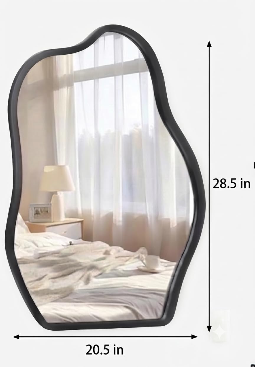 Irregular Wood Framed Wall Mirror