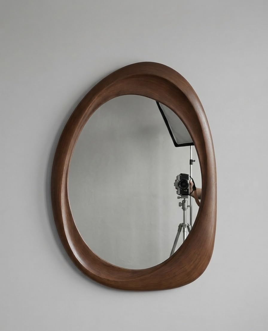 Irregular Wall Mirror for Bathroom,HDMR Wood Asymmetrical Mirror