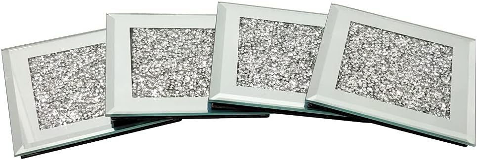 Square Glass Mirrored Coaster 4 pc