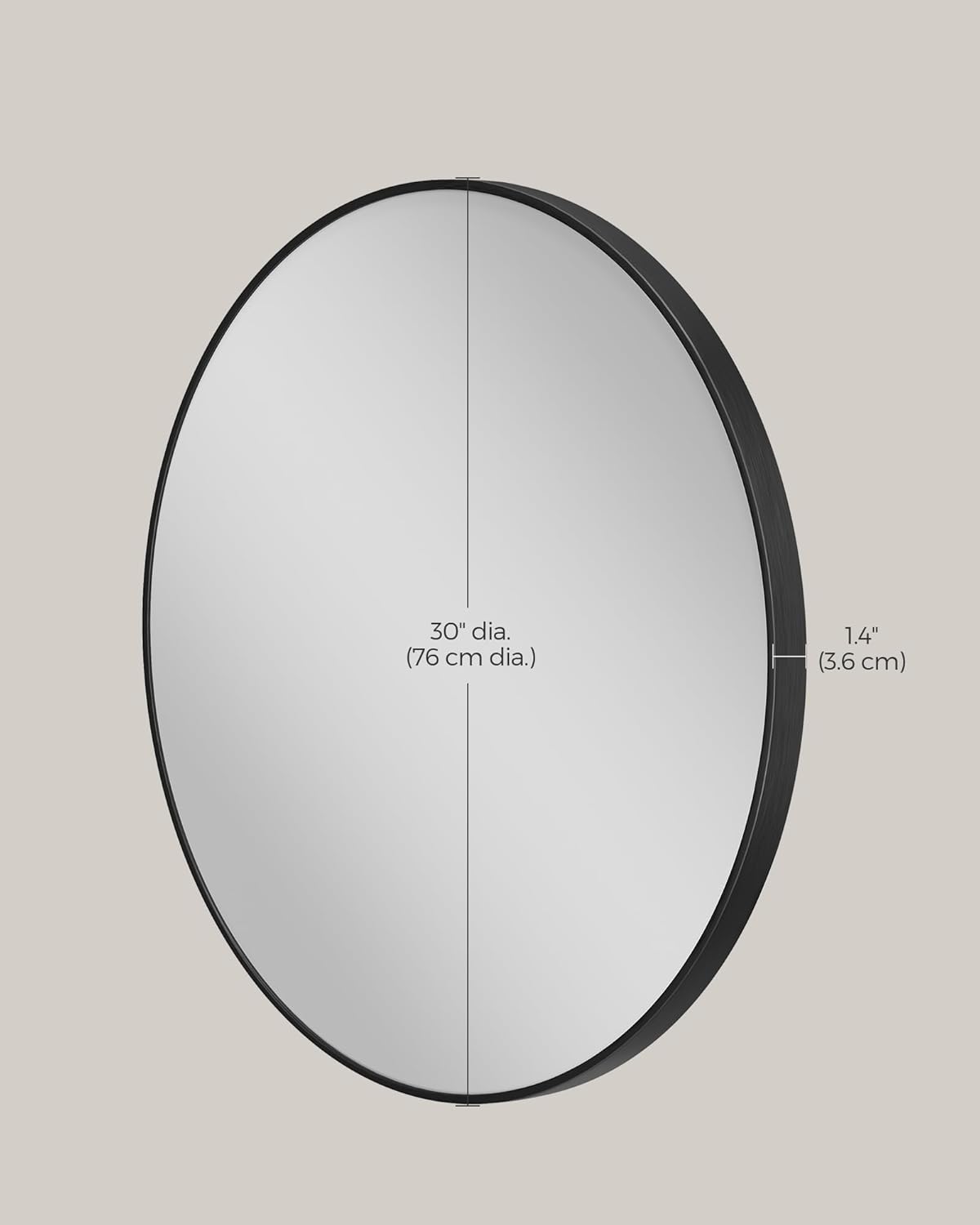 Black Metal Framed Wall Round Mirror