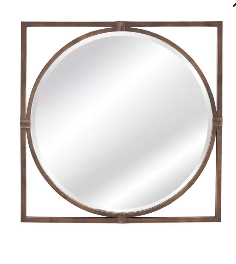 Square Wood Framed Wall Mirror