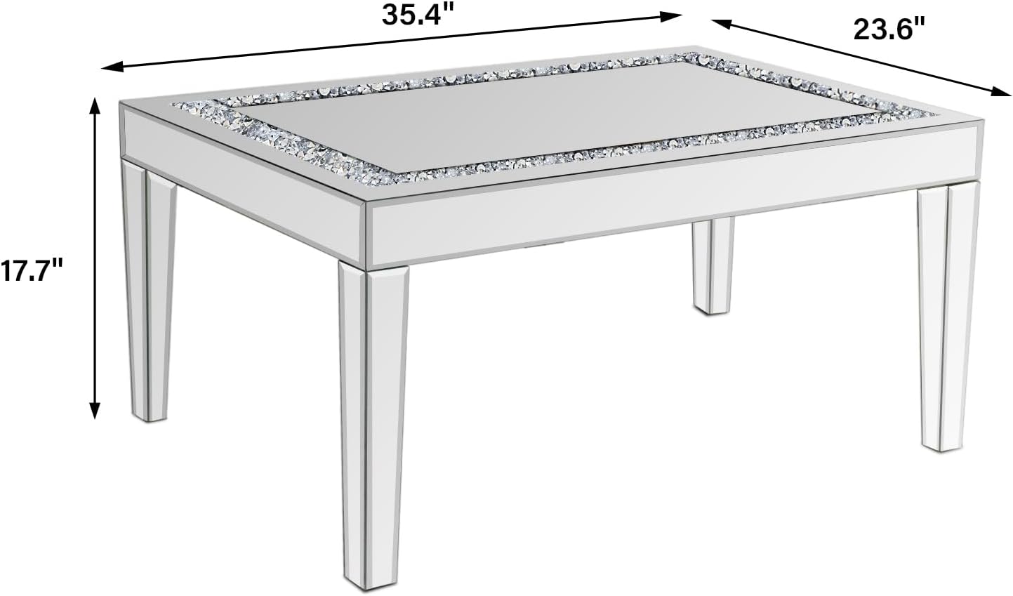 Rectangle Glass Centre Table with Mirrored Finish