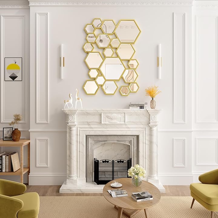 Gold Hexa Wall Decor Mirror for Wall Art