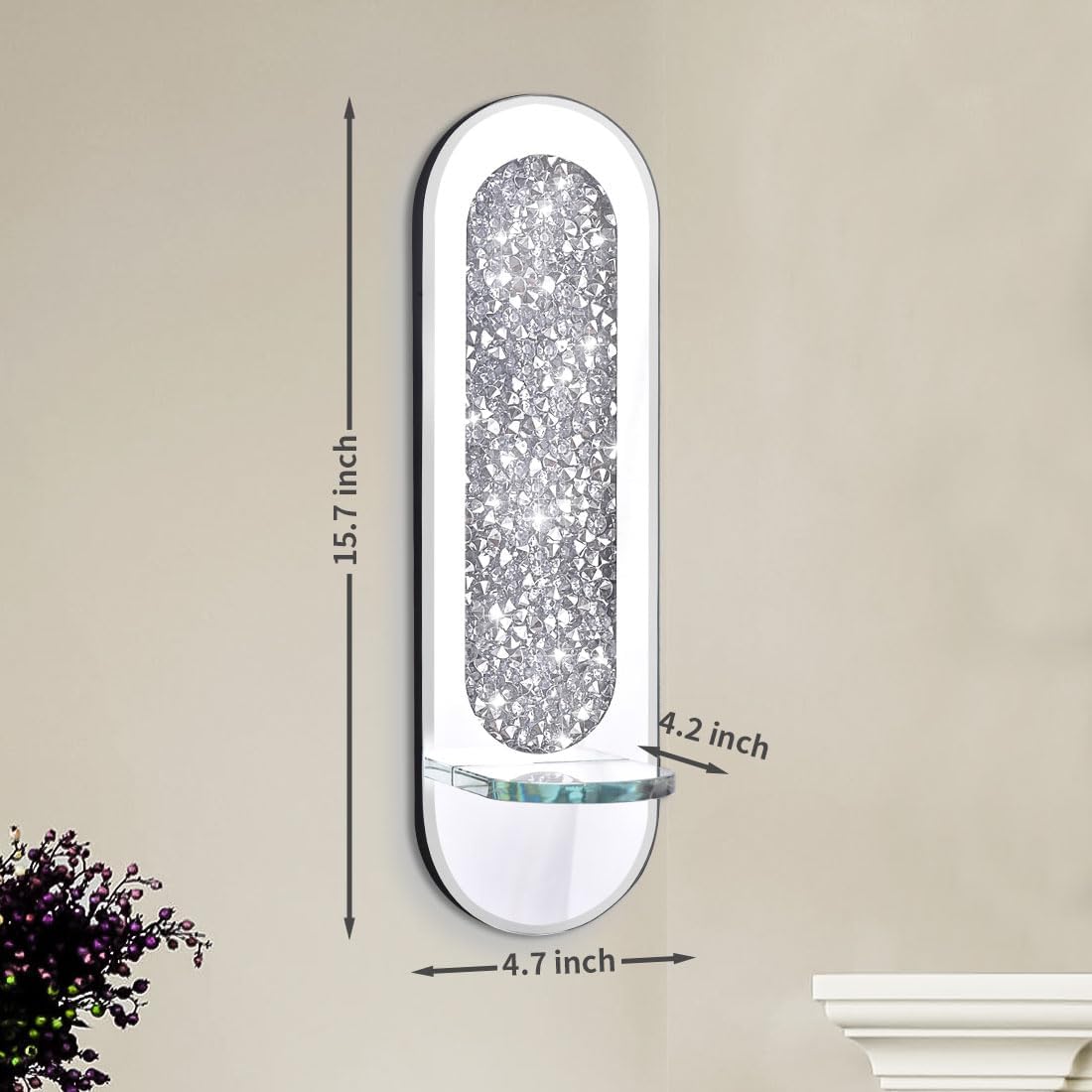 Crystal Crush Diamond Wall Candle Holder Set of 2