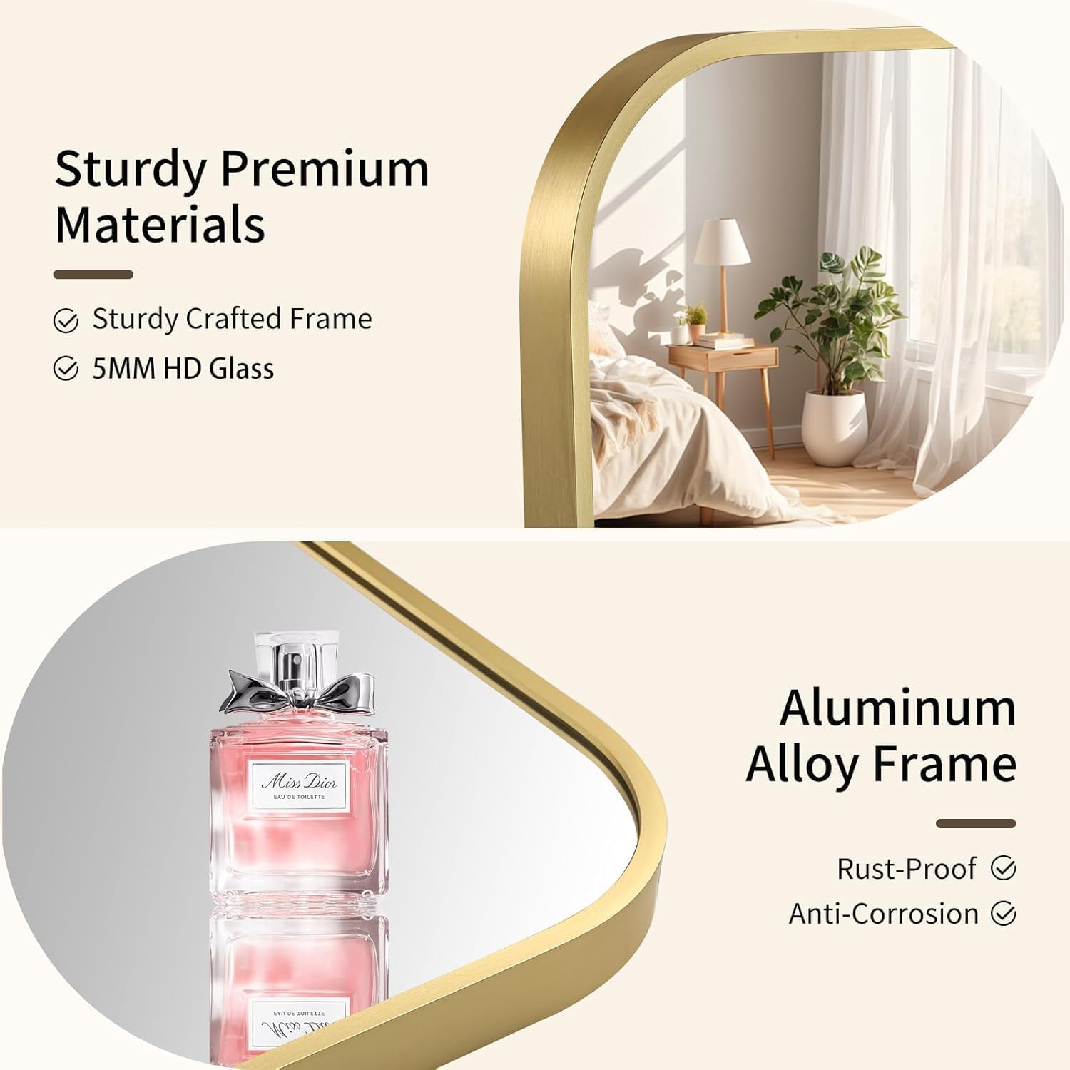 Gold Framed Wall Rectangular Mirror