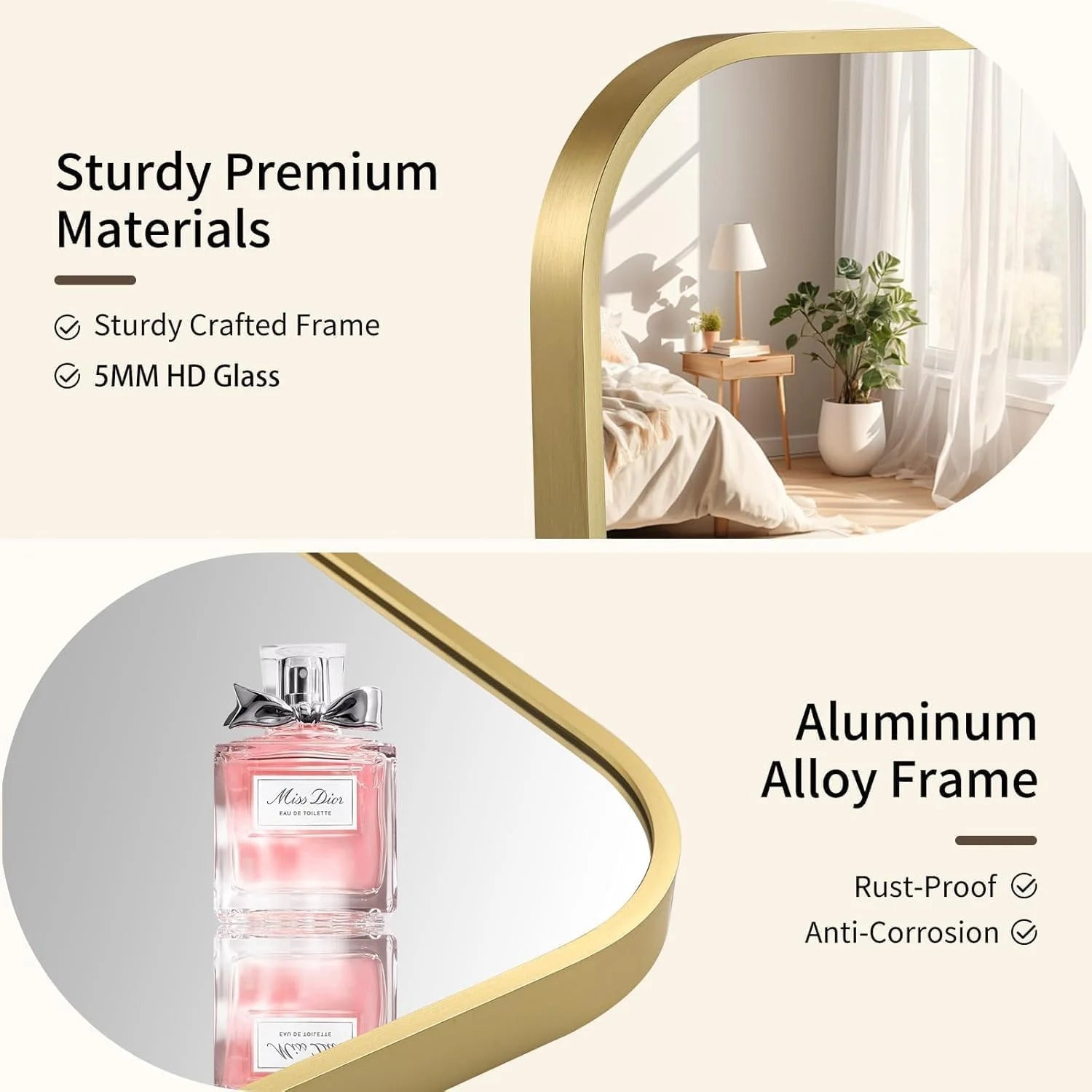 Metal Black Framed Wall Rectangular Mirror