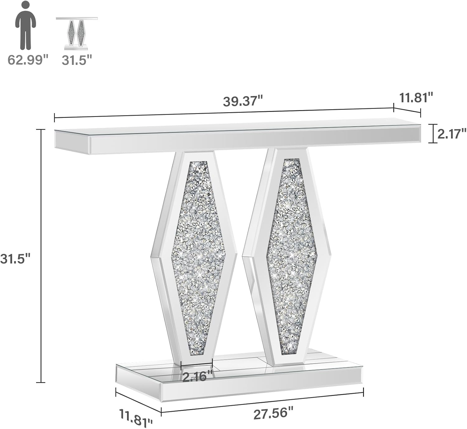 Diamond Crush Console Table