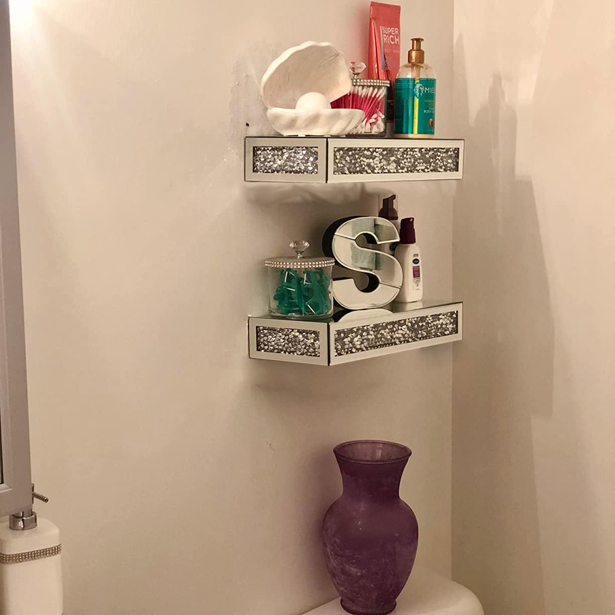 Mirrored Floating Shelves Wall Mounted set of 2