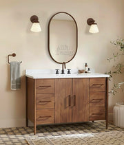 Oval Capsule Wood Framed Wall Mirror