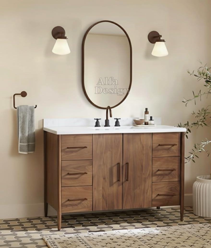 Oval Capsule Wood Framed Wall Mirror