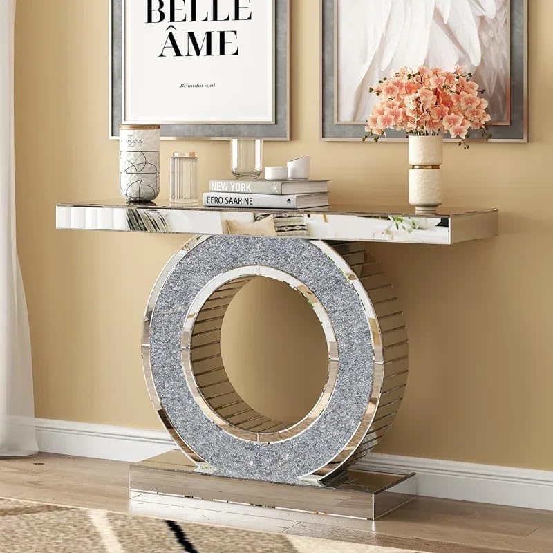 Cozy Mirrored Diamond Crush Console Table