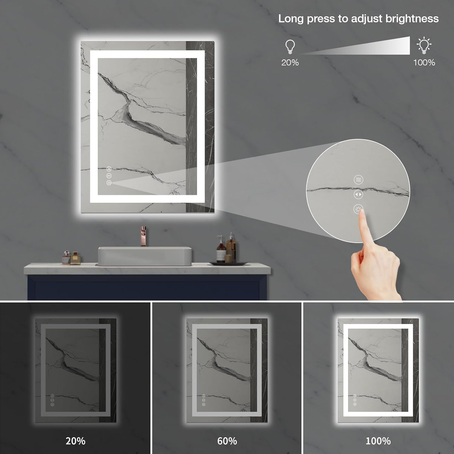 LED Rectangular Frontlite Bathroom Mirror