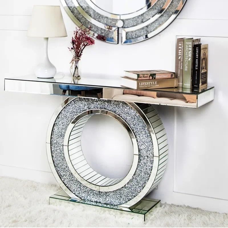 Cozy Mirrored Diamond Crush Console Table