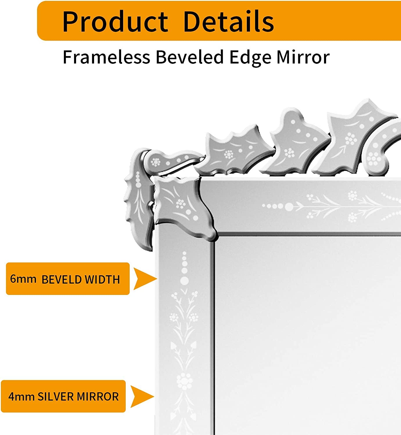 Horizontal Venetian Mirror 41"x31" inch