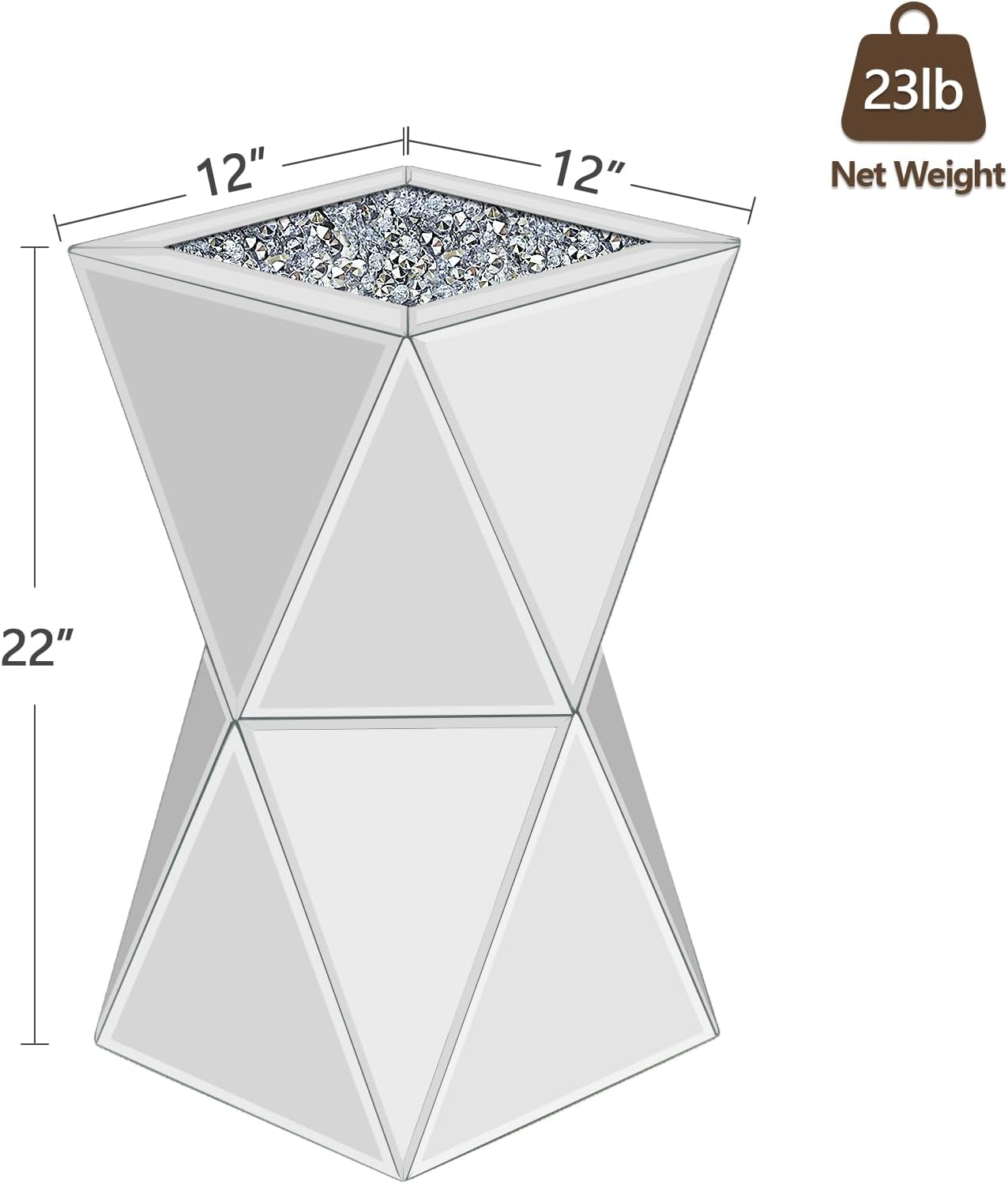 Pregaspor Silver Mirrored End Coffee Table