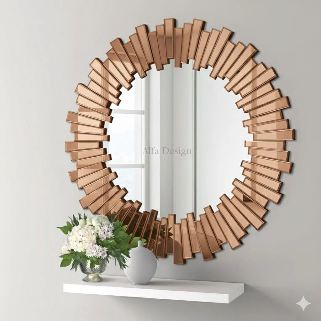 Sunburst Design Round Decorative Mirror