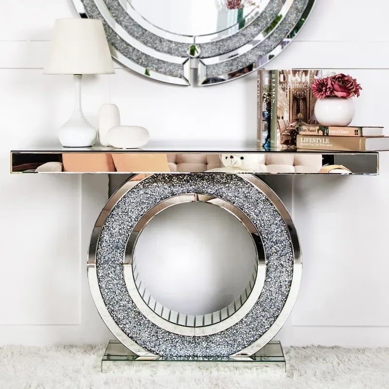 Cozy Mirrored Diamond Crush Console Table
