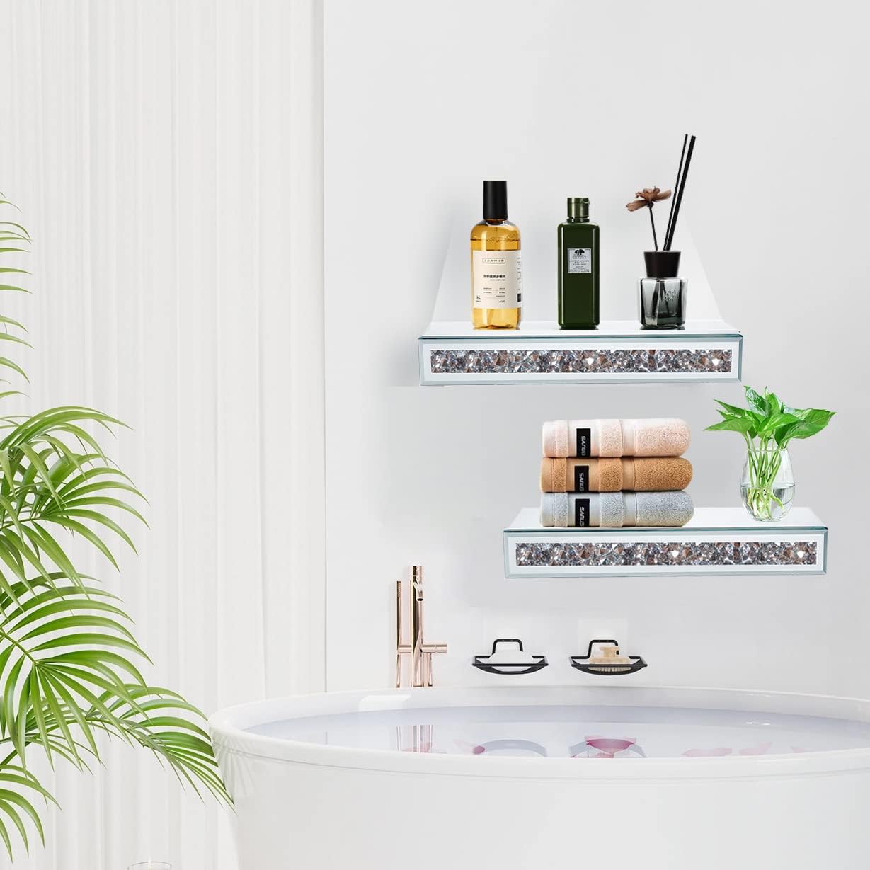 Mirrored Floating Shelves Wall Mounted set of 2