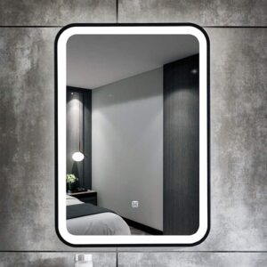 LED Black Framed Wall Rectangular Mirror