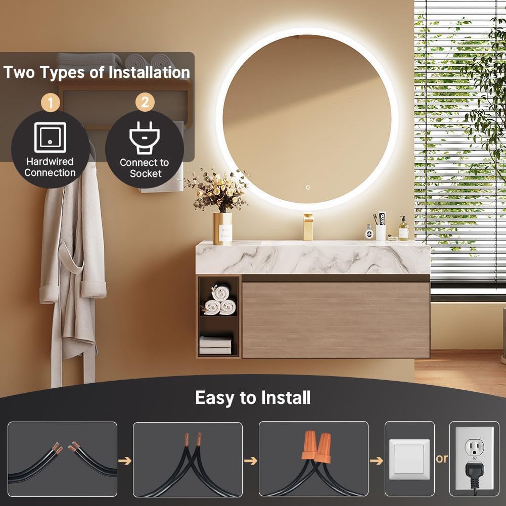 LED Round Fostrate Wall Mirror