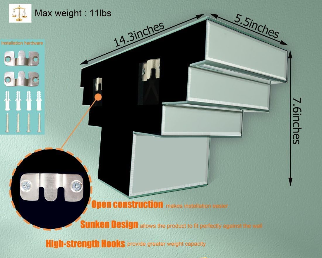 Mirrored Floating Shelves Wall Mounted