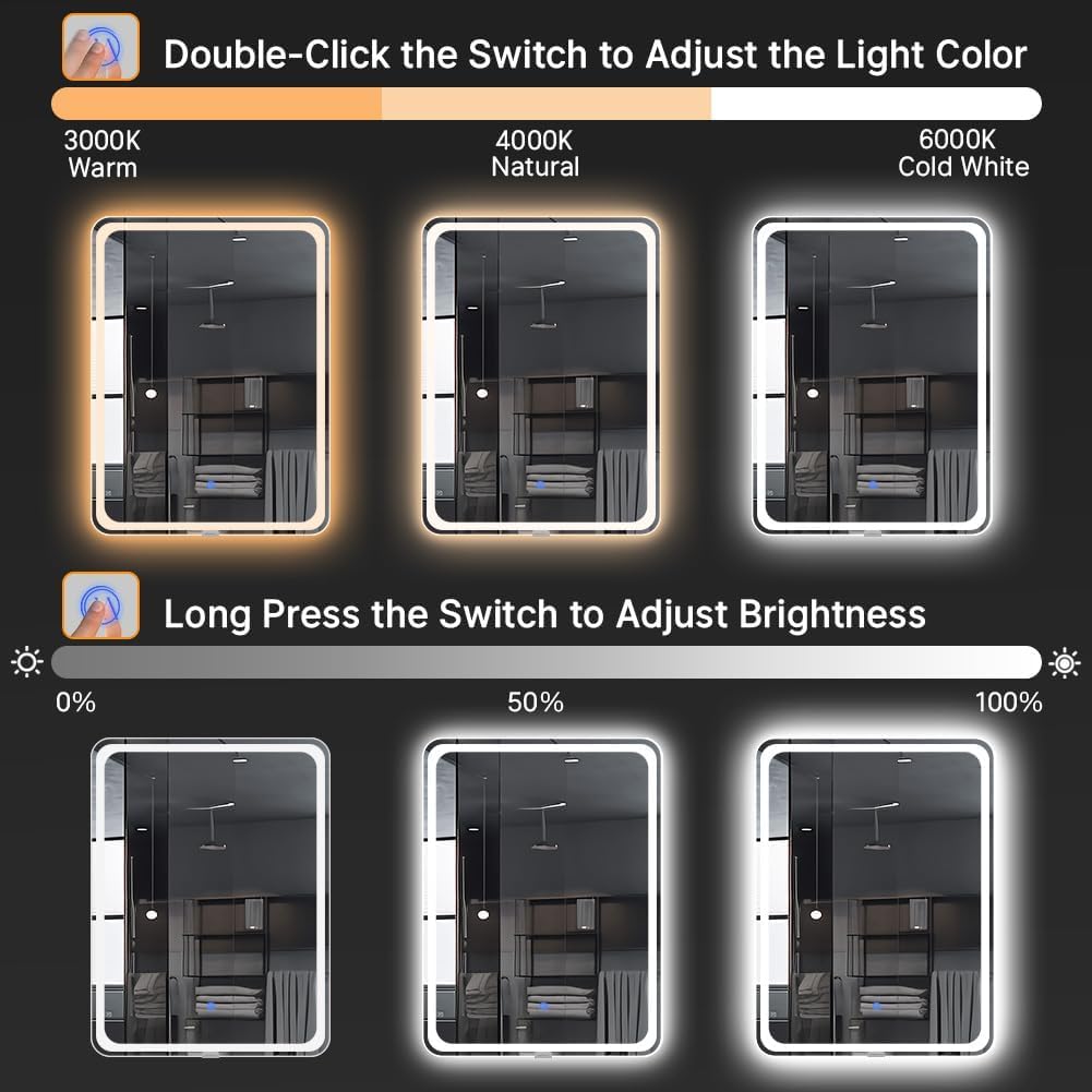 LED Rectangular Curve Bathroom Mirror