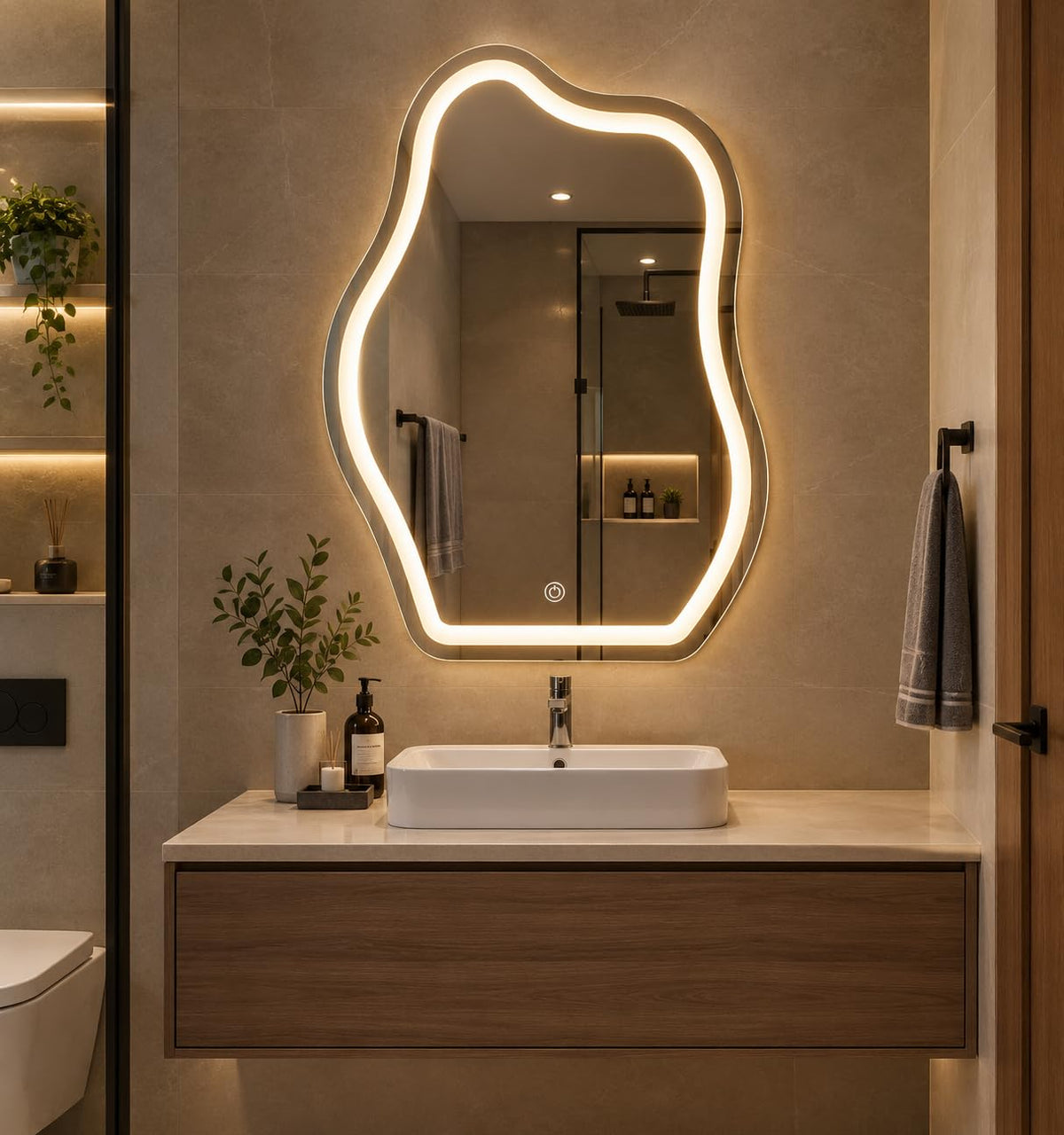 Irregular LED Capsule Wall Mirror  Frontlite