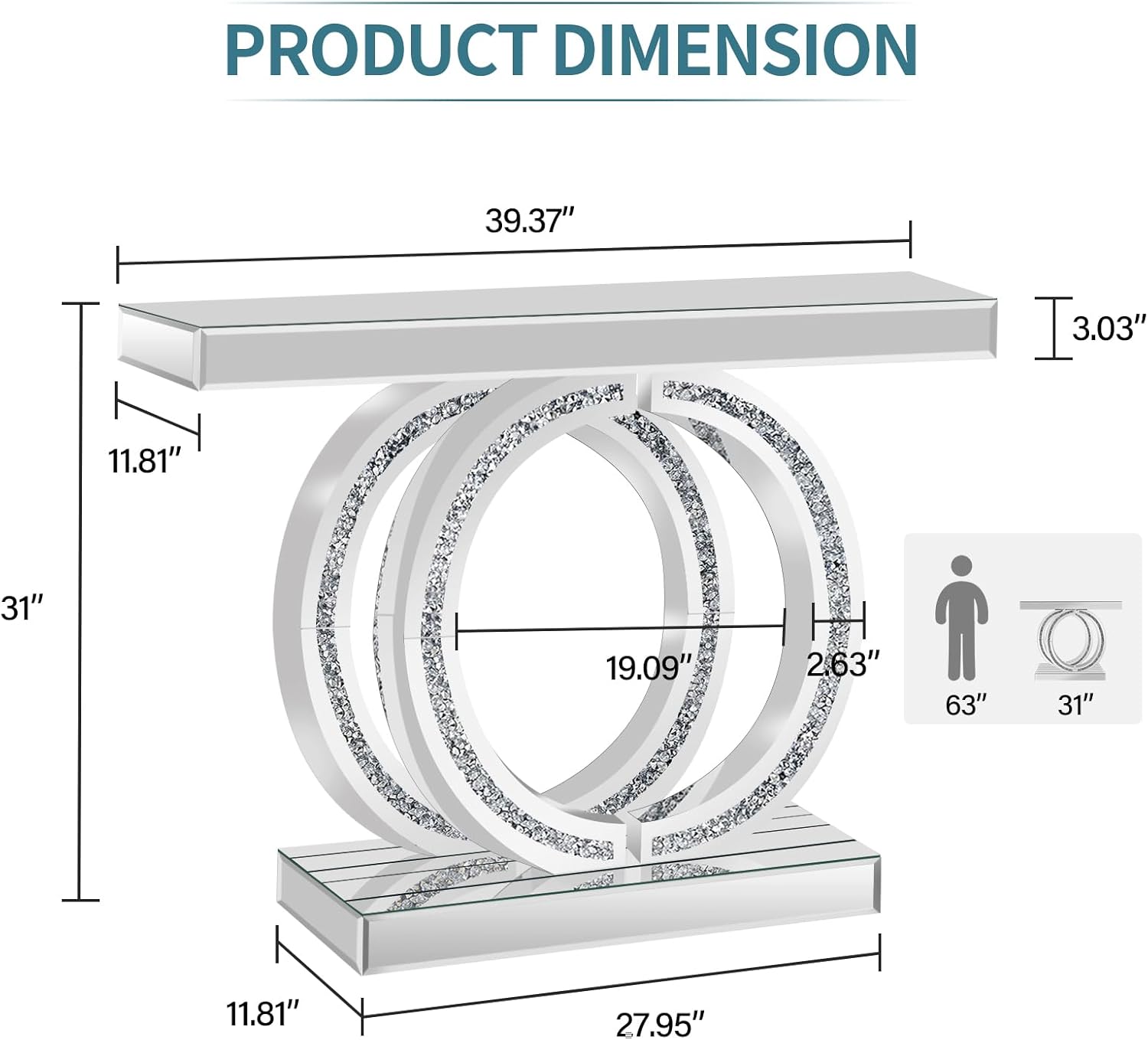 O-Shaped Base Diamond Crush Console Table