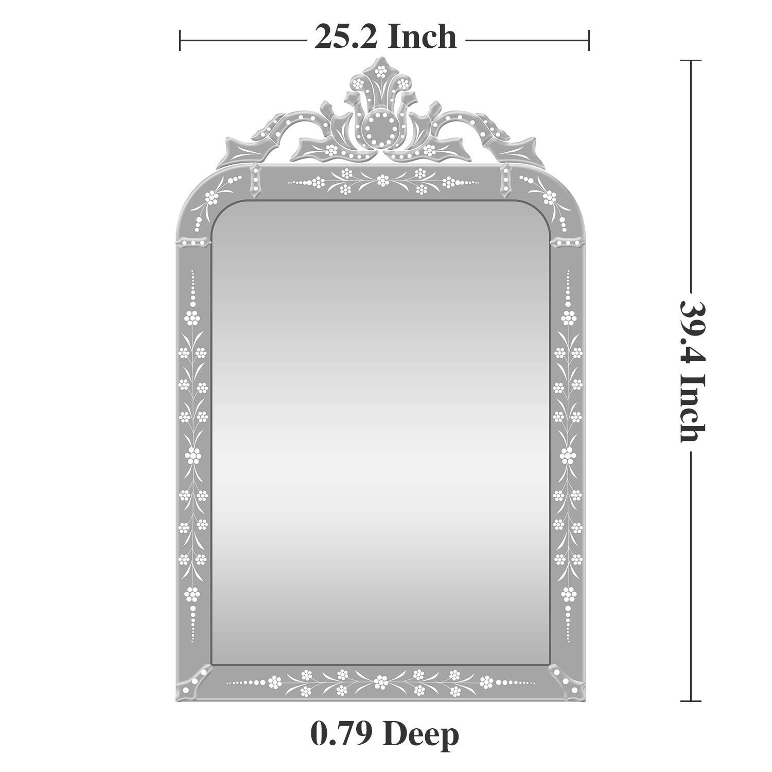 Wood Frame Mirror 39.5”x25 Wall Venetian