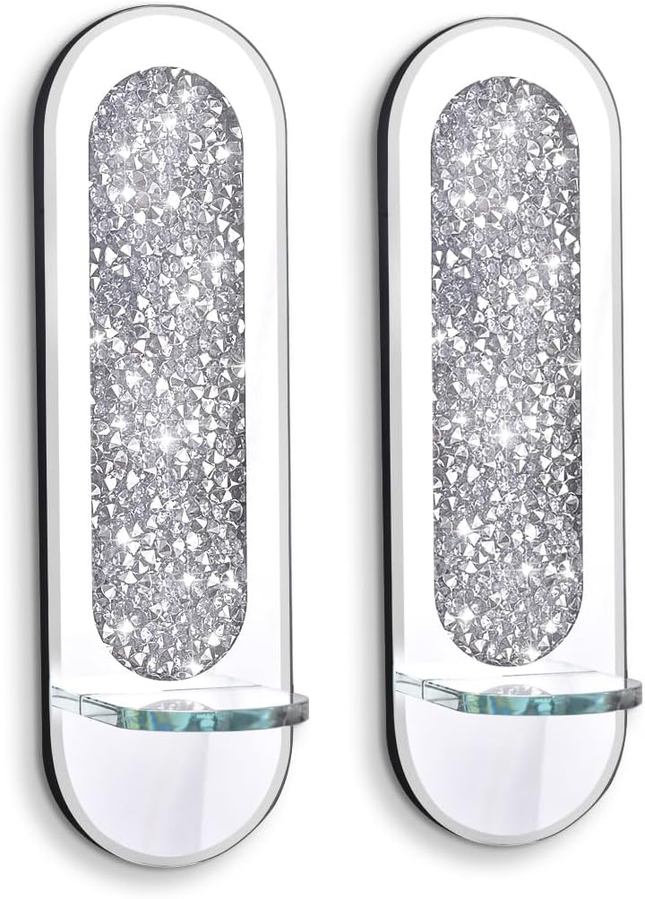 Crystal Crush Diamond Wall Candle Holder Set of 2