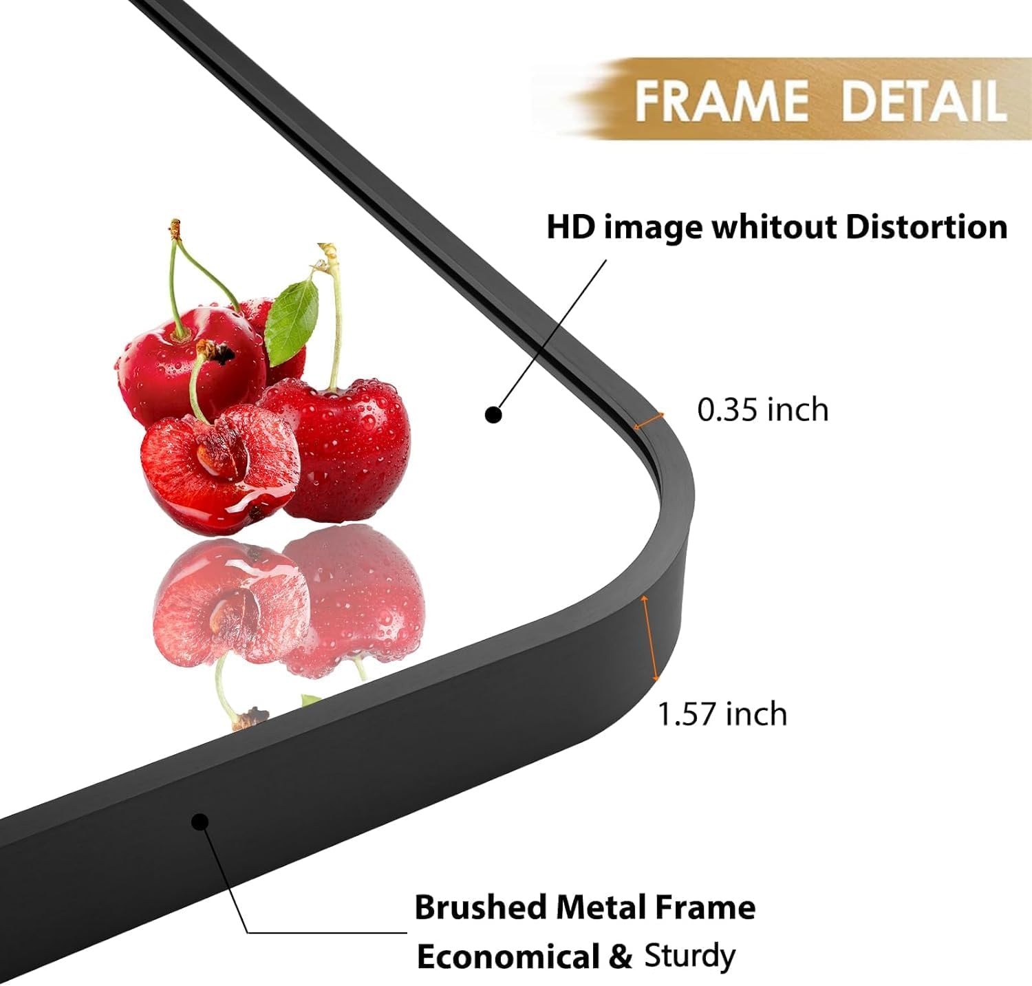 Metal Black Framed Wall Rectangular Mirror