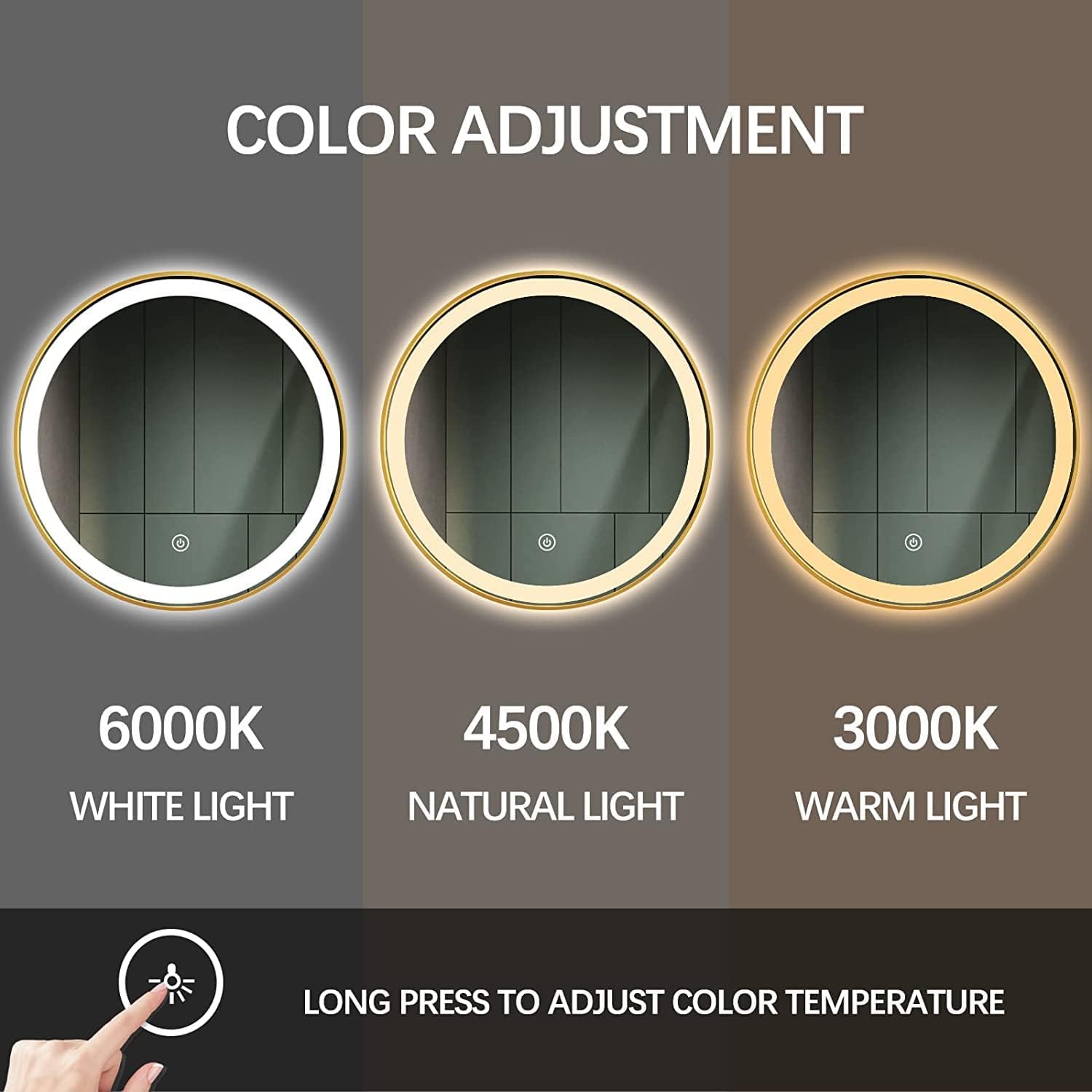LED Black Framed Wall Round Mirror