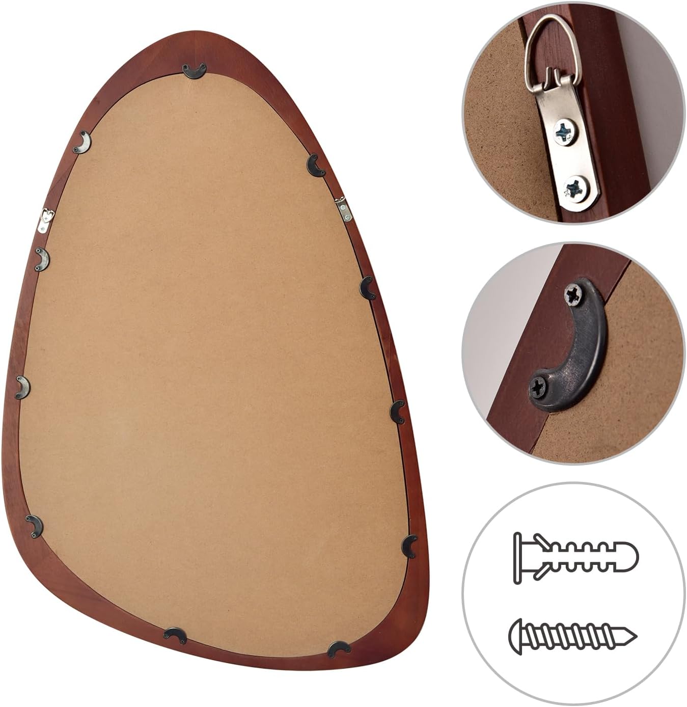 Irregular Wall Mirror for Bathroom,Wood Asymmetrical Rustic 19.5 x 30.5 inch