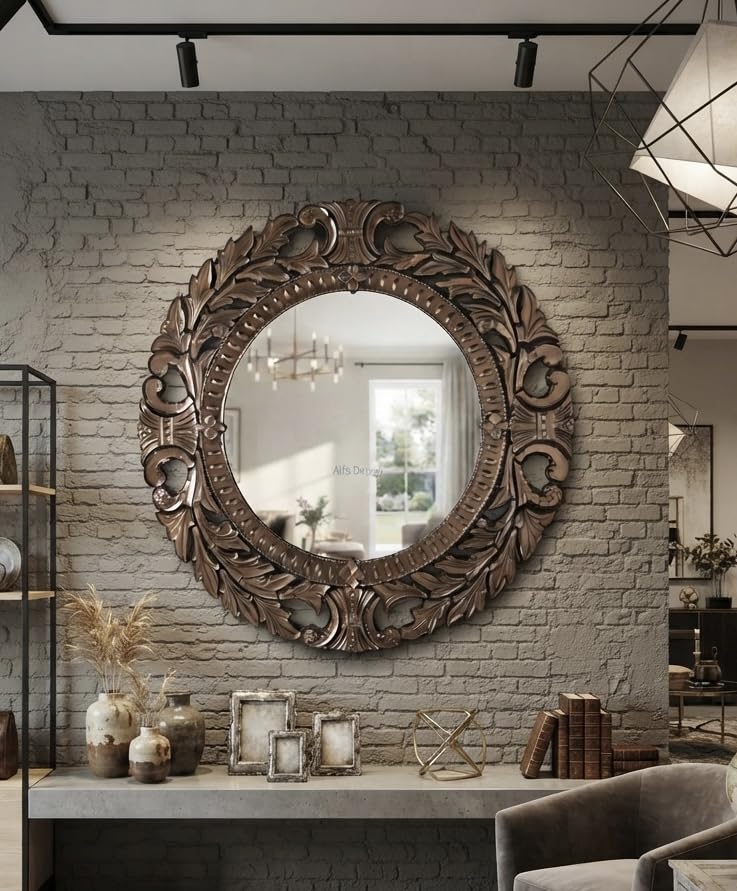 Round Venetian Antique Wall Mirror Italian Finished