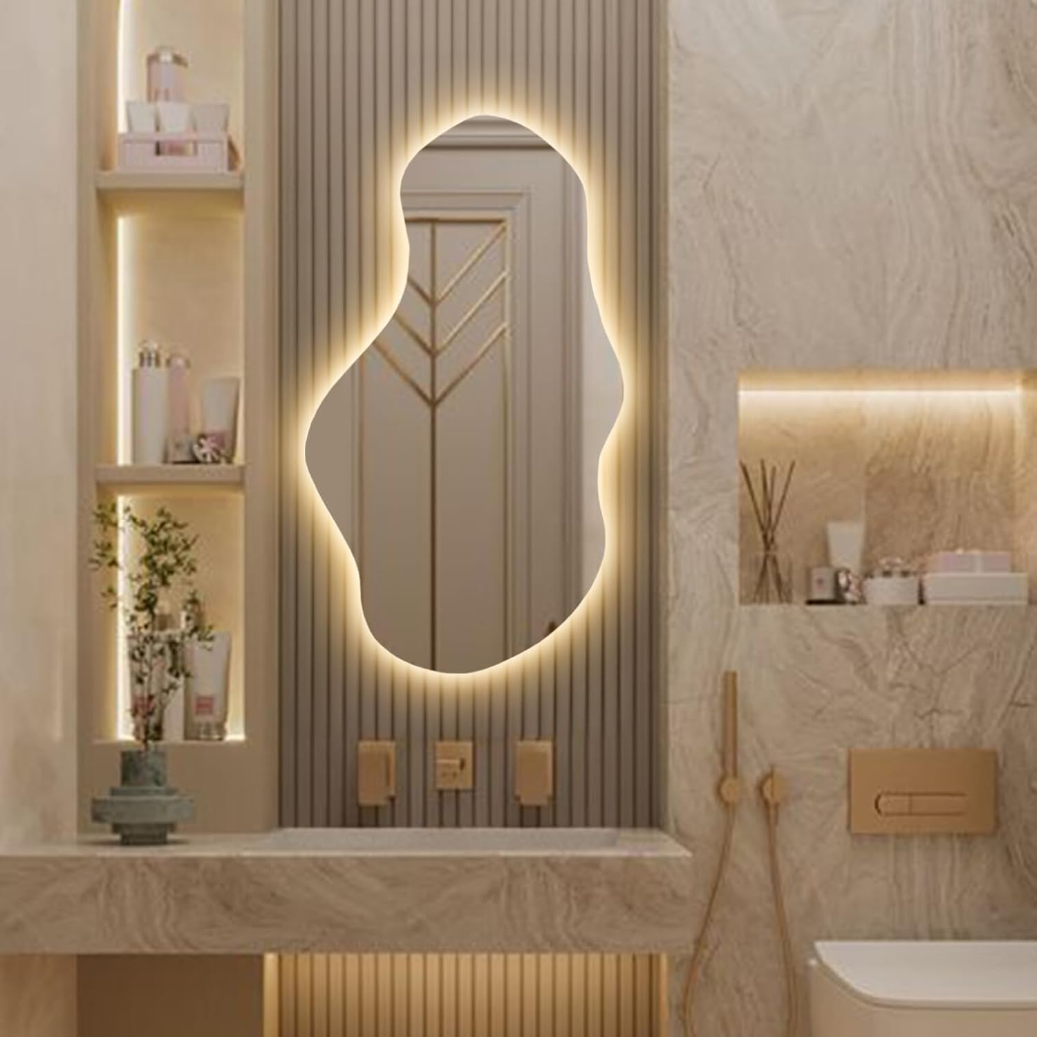 LED Slim Design Backlite Irregular Bathroom Mirror