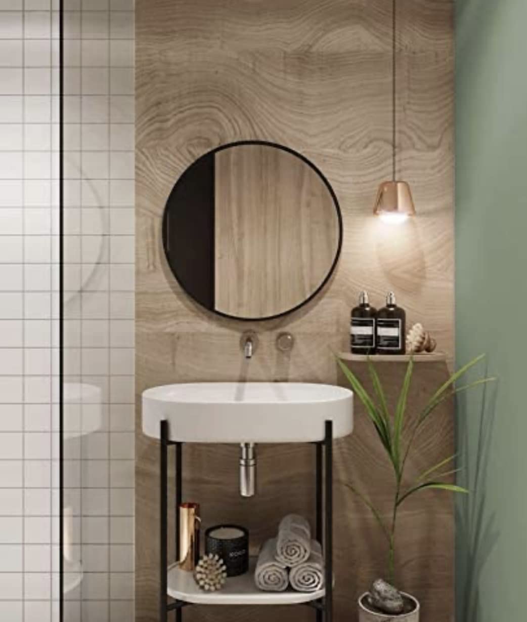 Wood Round Bathroom Mirror