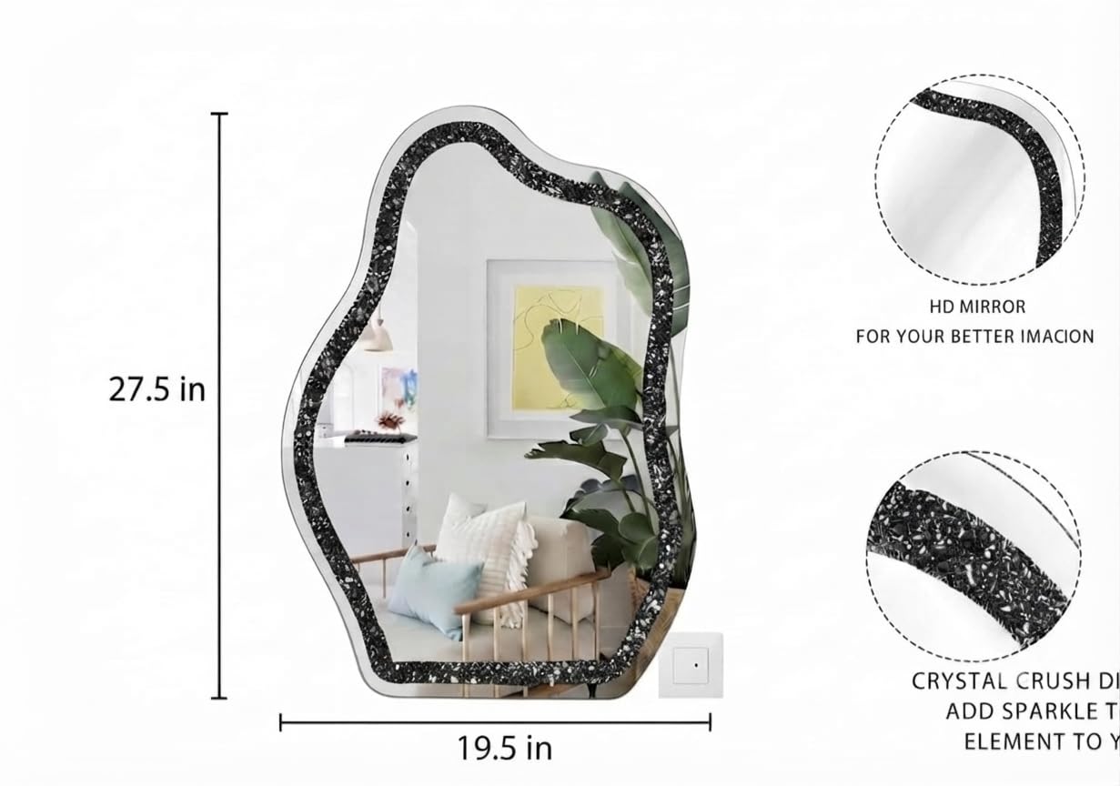 Irregular Black Diamond Crush Crystal Mirror