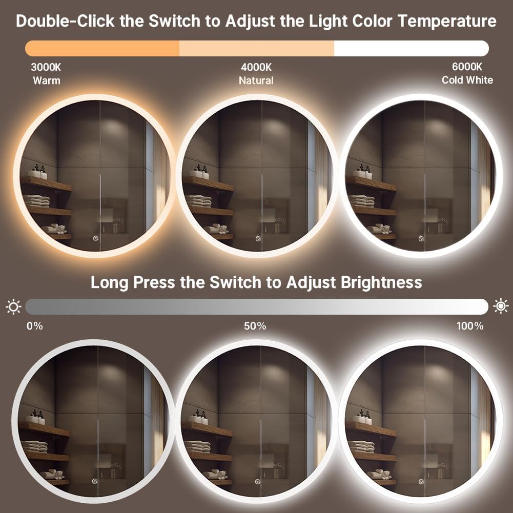 LED Round Front and Backlite Mirror